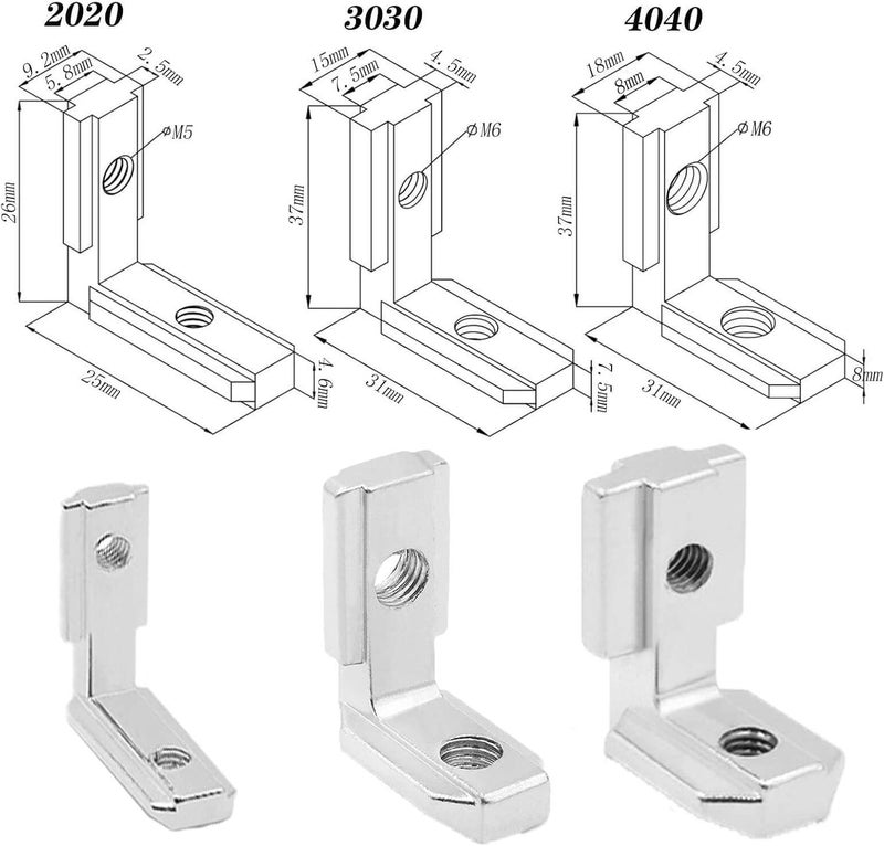 IXGNIJ 10PCS 4040 Corner Bracket L-Shape Interior Inside Connector for 4040 Aluminum Extrusion Accessories Silver(10 LES) - Image 5